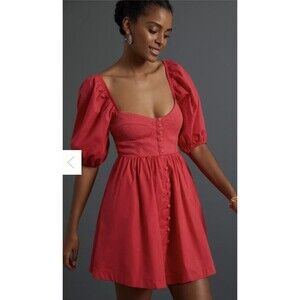 Anthropologie Maeve Puff-Sleeve Sweetheart Mini Dress Size Small